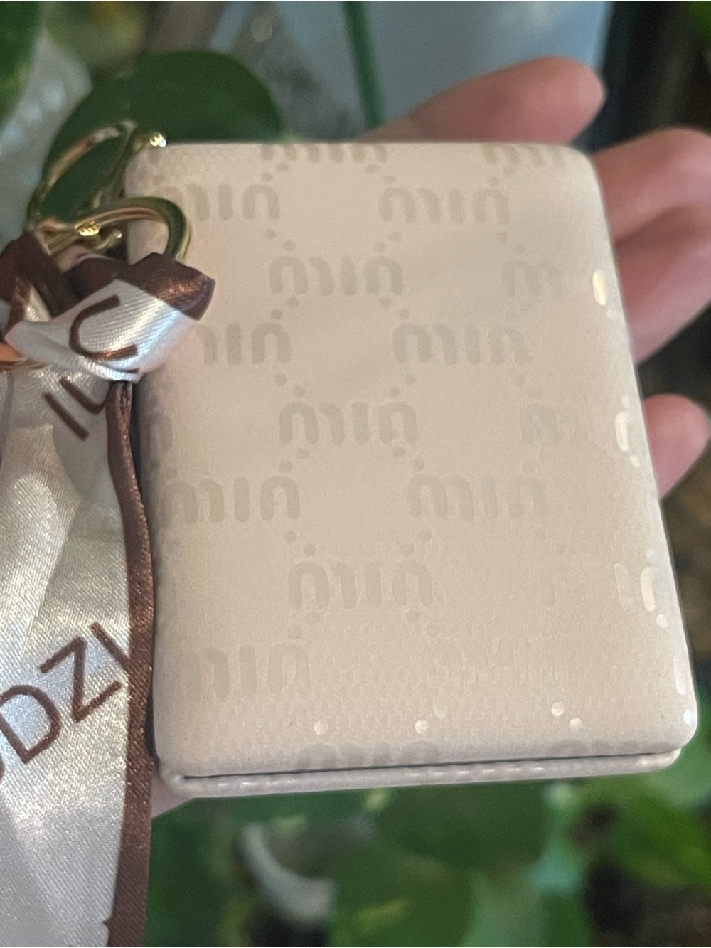 Pastel Pink Mirror Keychain with Scarf